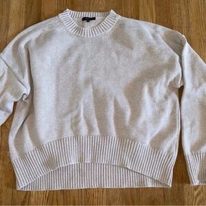 Quince 100% Organic Cotton Boyfriend Crew Sweater - Light Gray/Cement - Size M